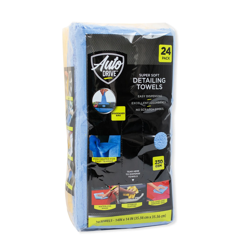Auto Drive Microfiber Cleaning Towels 24 Pack Coral Fleece Blue Yellow, No Fees gallery