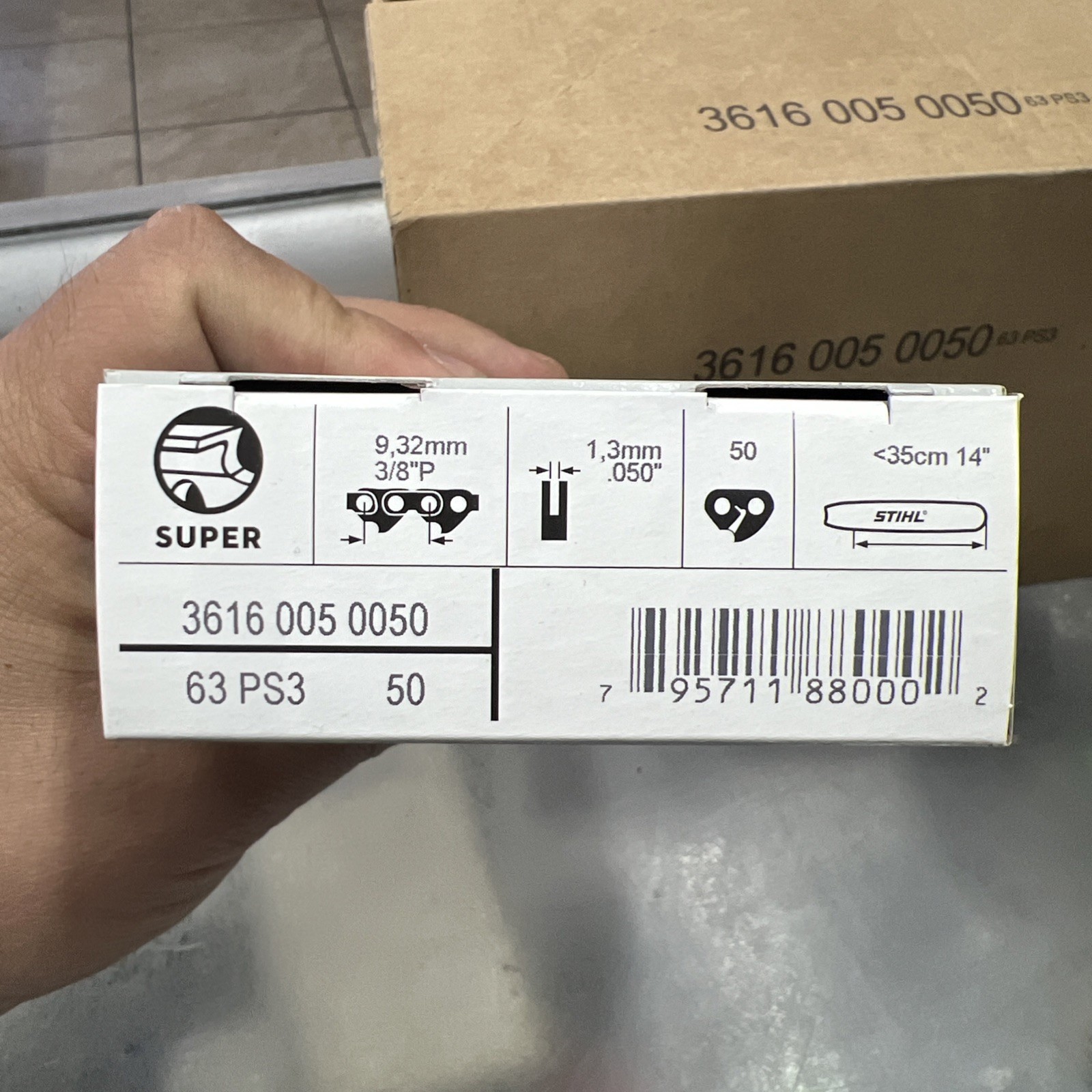 STIHL 14" 63PS3 50 Chainsaw Chain 3/8p .050 50 dl 3616 005 0050 OEM, BRAND NEW gallery