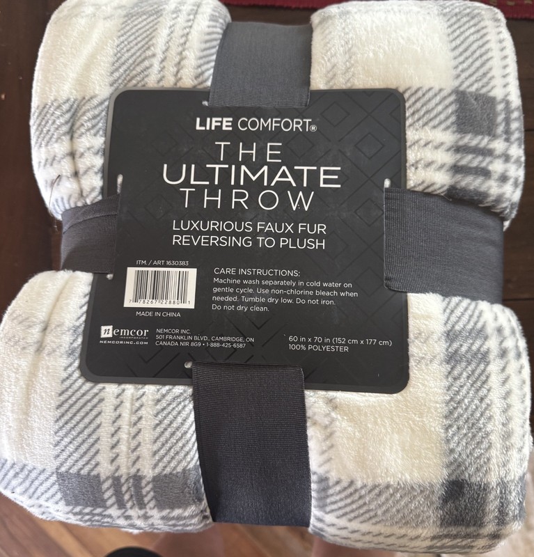 Oversized Plush Sherpa Throw Blanket 60" x 70" Life Comfort Gray & White pattern gallery
