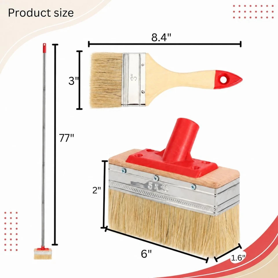 Bates- 6 Inch Deck Stain Brush, 77" Long Handle, Deck Stain Applicator for Wood, gallery