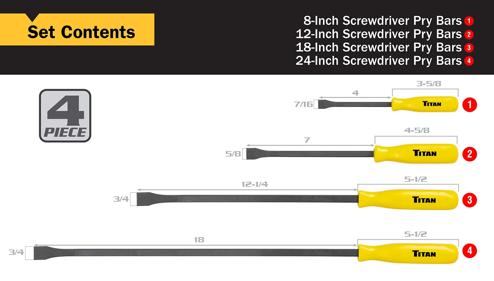Titan Tools 4 pc. Pry Bar Set (17101) gallery
