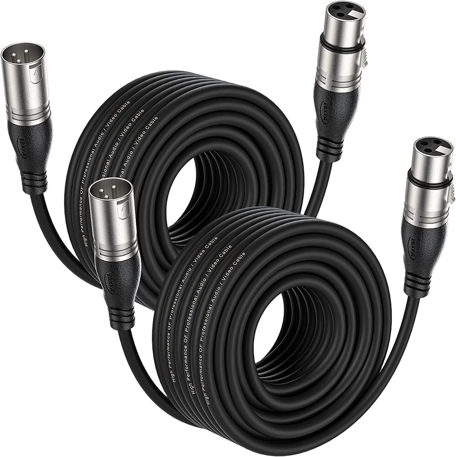 XLR Cables 50Ft 2 Pack, XLR Microphone Cable 50 Feet, Balanced Gold-Plated 3-Pin gallery