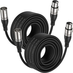 XLR Cables 50Ft 2 Pack, XLR Microphone Cable 50 Feet, Balanced Gold-Plated 3-Pin