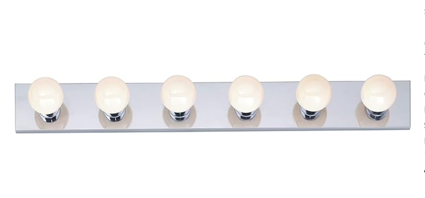 6 Light 36-Inch Wide Vanity Light Strip Bathroom Polished Chrome NEW & SEALED gallery