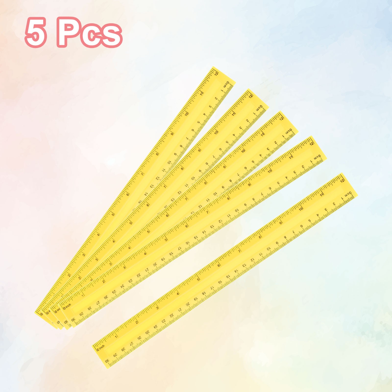 5pcs Plastic Rulers 12" (30cm) Clear Straight Ruler, Yellow gallery