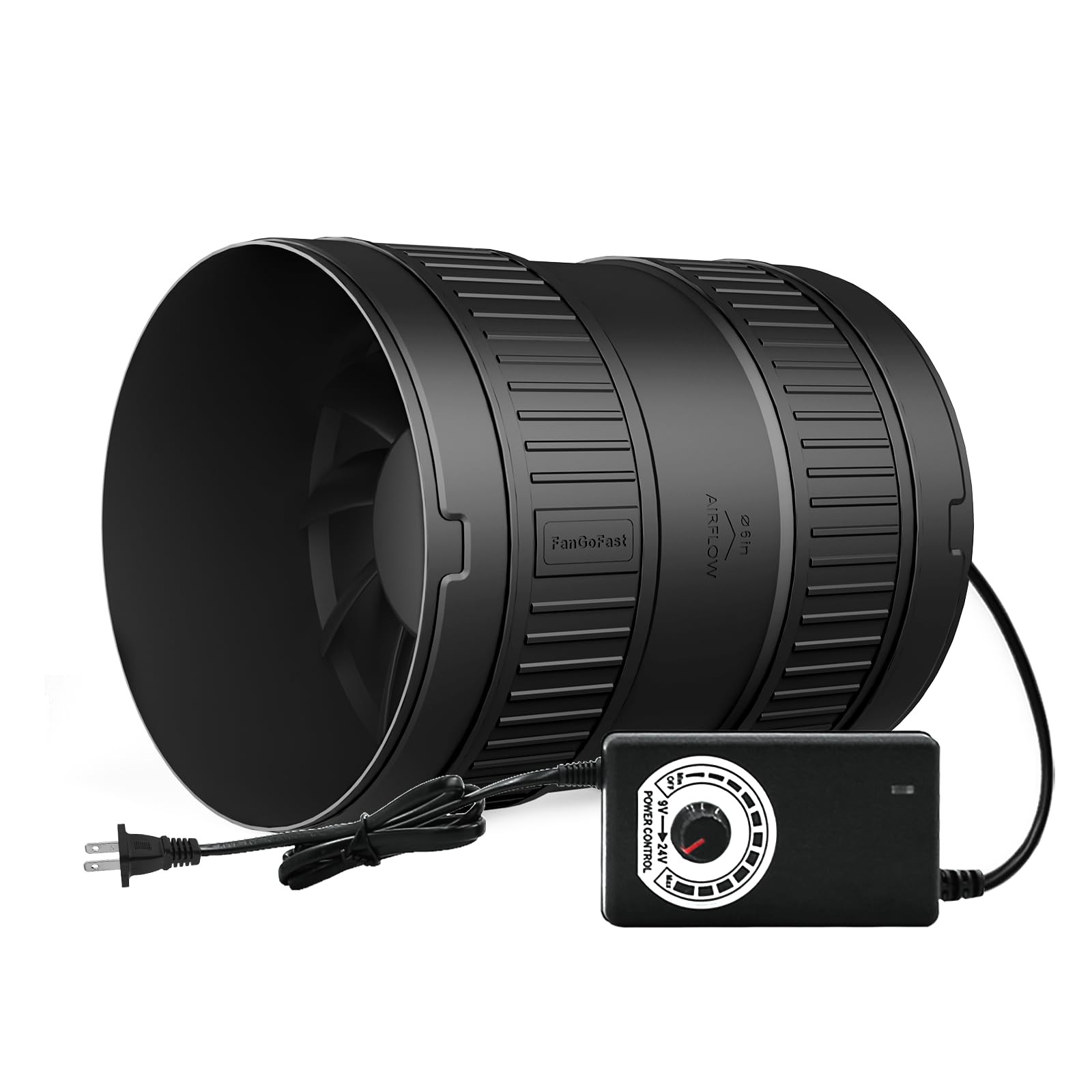 6 Inch Inline Duct Fan 345CFM Airflow with Stepless Speed Control Low Noise E... gallery