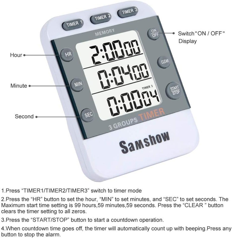 (2 Pack) Digital Kitchen Timers for Cooking Triple Timer Count Up/Down Dual Time gallery