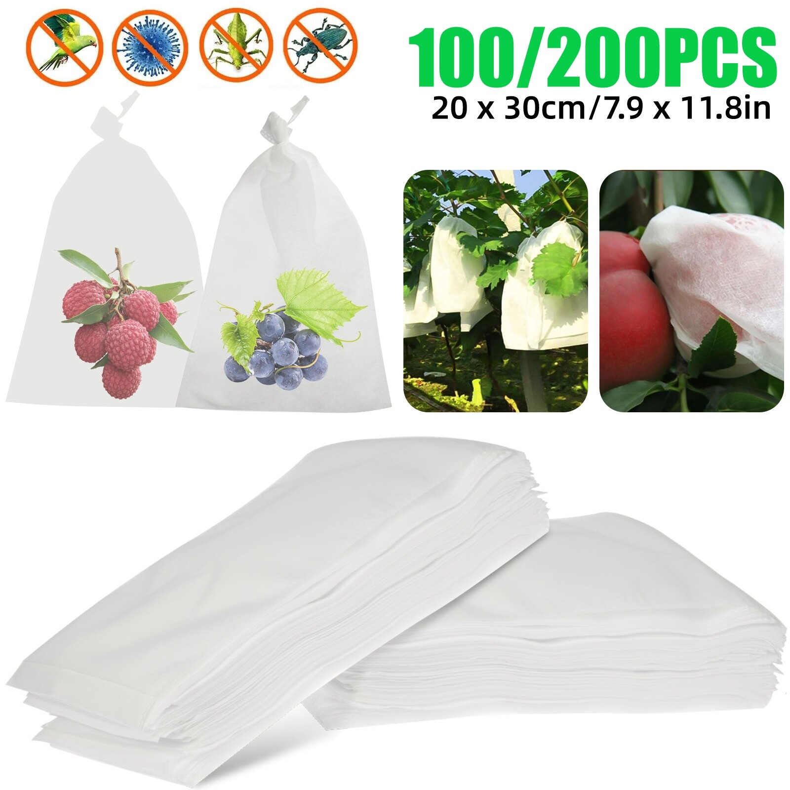 100/200PCS Grape Protection Bags Fruit Vegetable Mesh Bag Against Pest Anti-Bird gallery