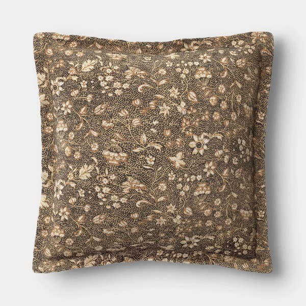 18"x18" Square Floral Printed Throw Pillow Gray/Neutral gallery