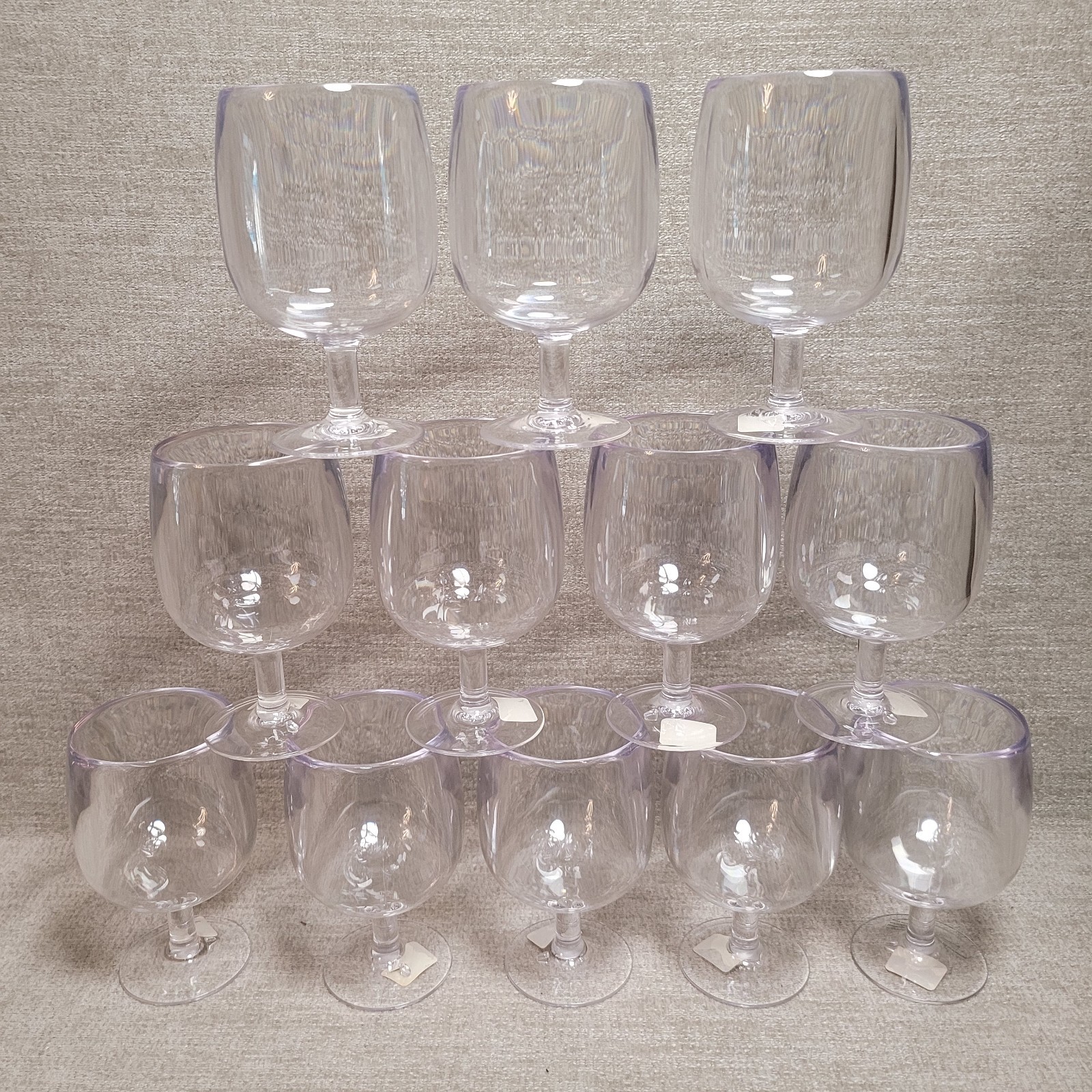 Crate & Barrel Acrylic Wine Glasses Set of 12 8oz Stackable 5” Plastic New w Tag gallery