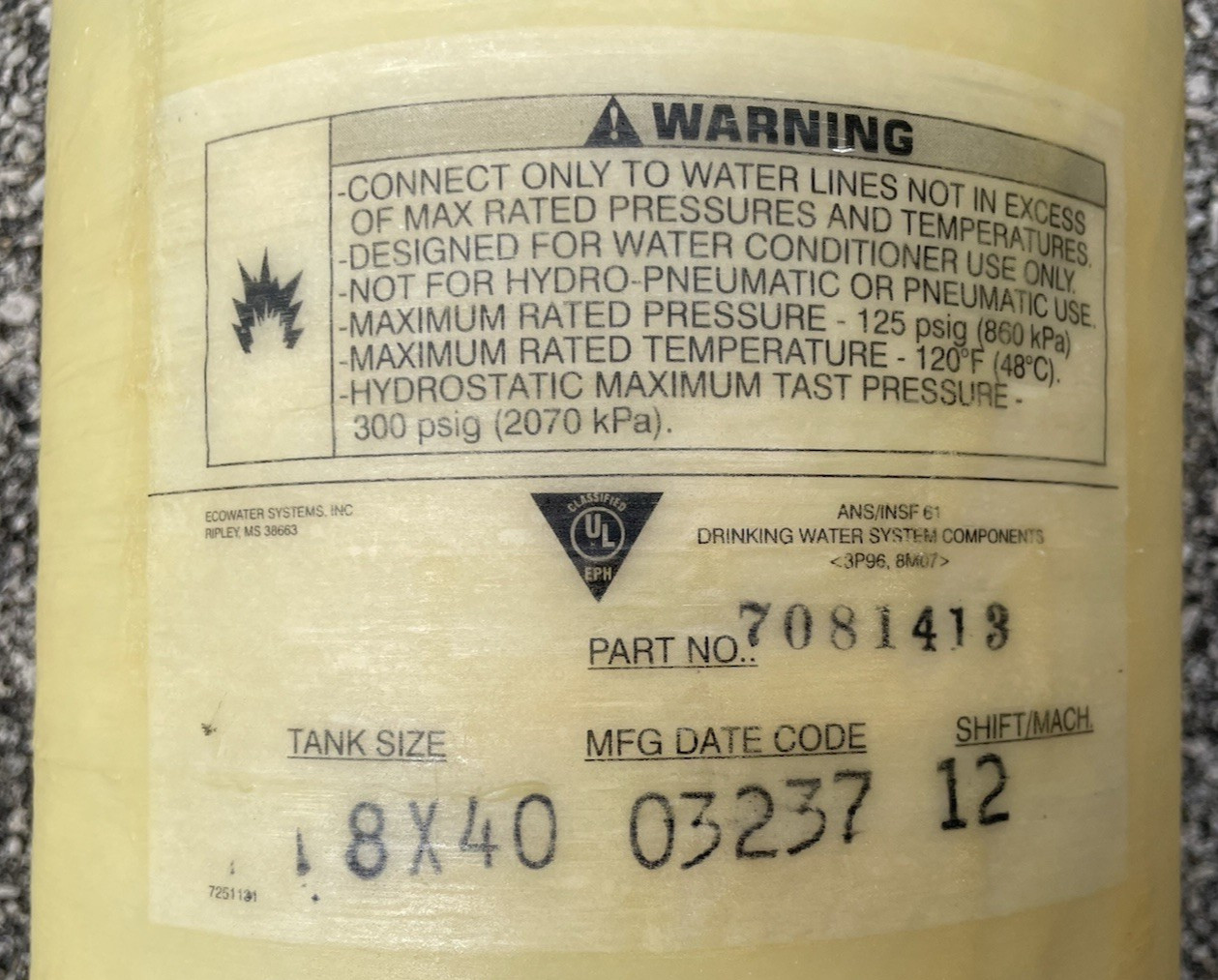 GE Morton Rheem Whirlpool Water Softener Resin Tank 8x40 7081413 WS32X10001 gallery
