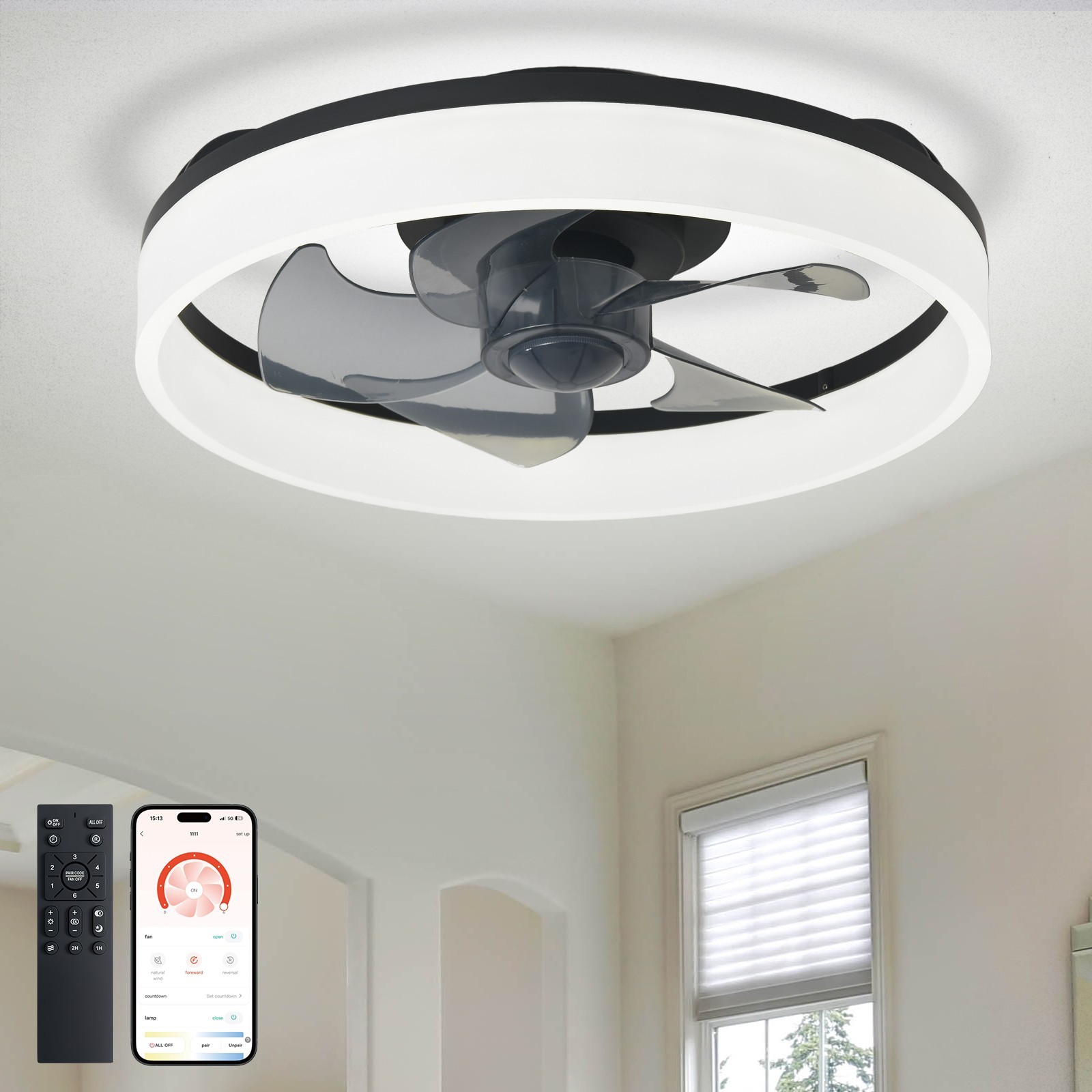 20 Inch Ceiling Fan with Light: Modern Low Profile with Remote & APP Control gallery