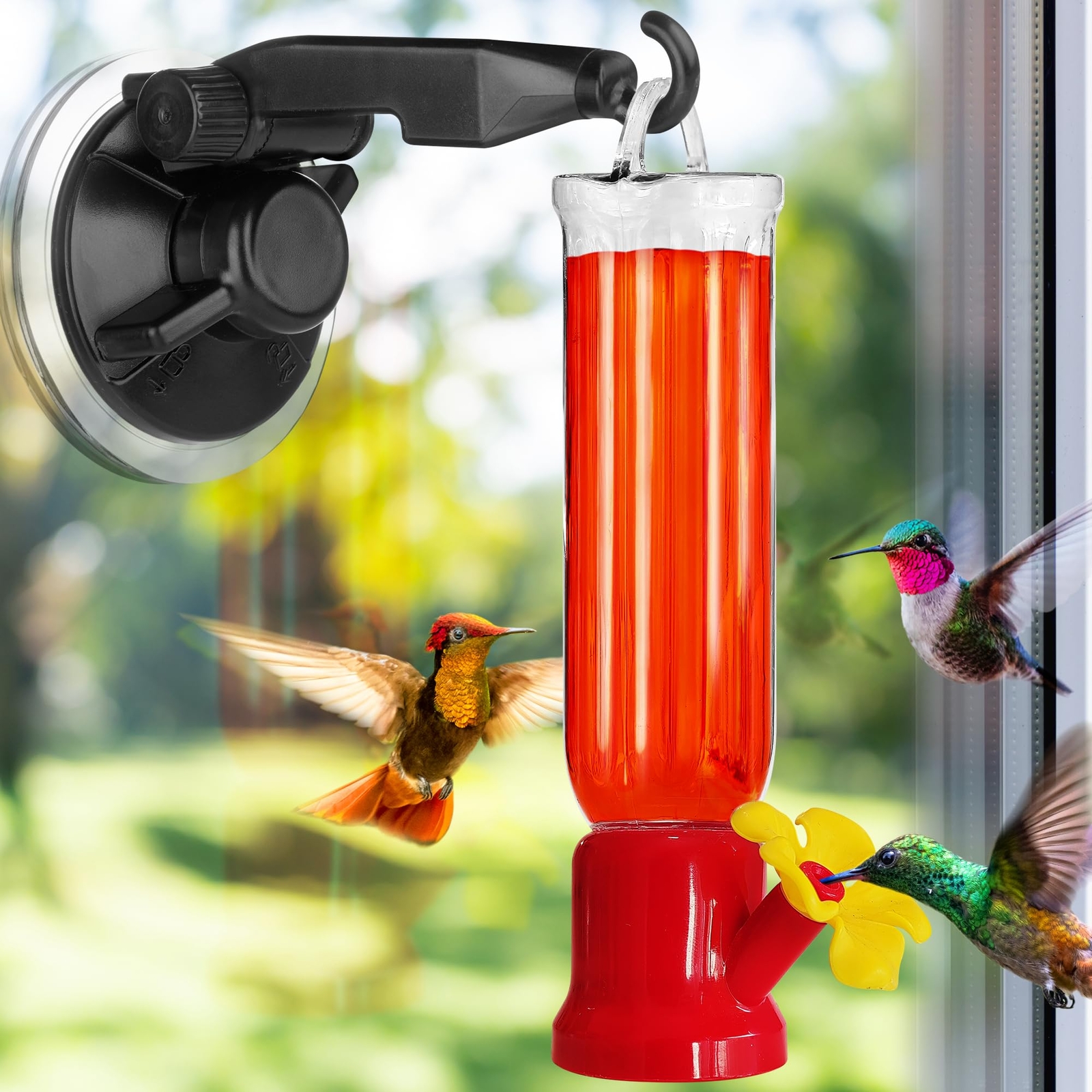 Window Hummingbird Feeder with Strong Suction Cups Hangers for Outside gallery