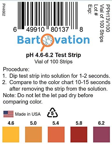 pH Test Strips for Beer Making, Homebrew, Acidity, 4.6 to 6.2 pH [Vial of 100... gallery
