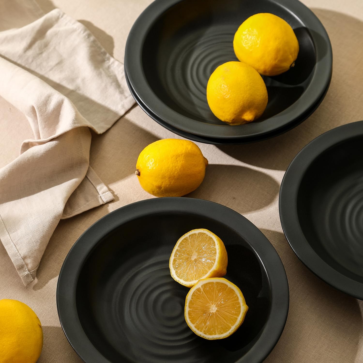 Stone Lain Orbit 4-Piece Pasta Bowl Set Stoneware Charcoal gallery