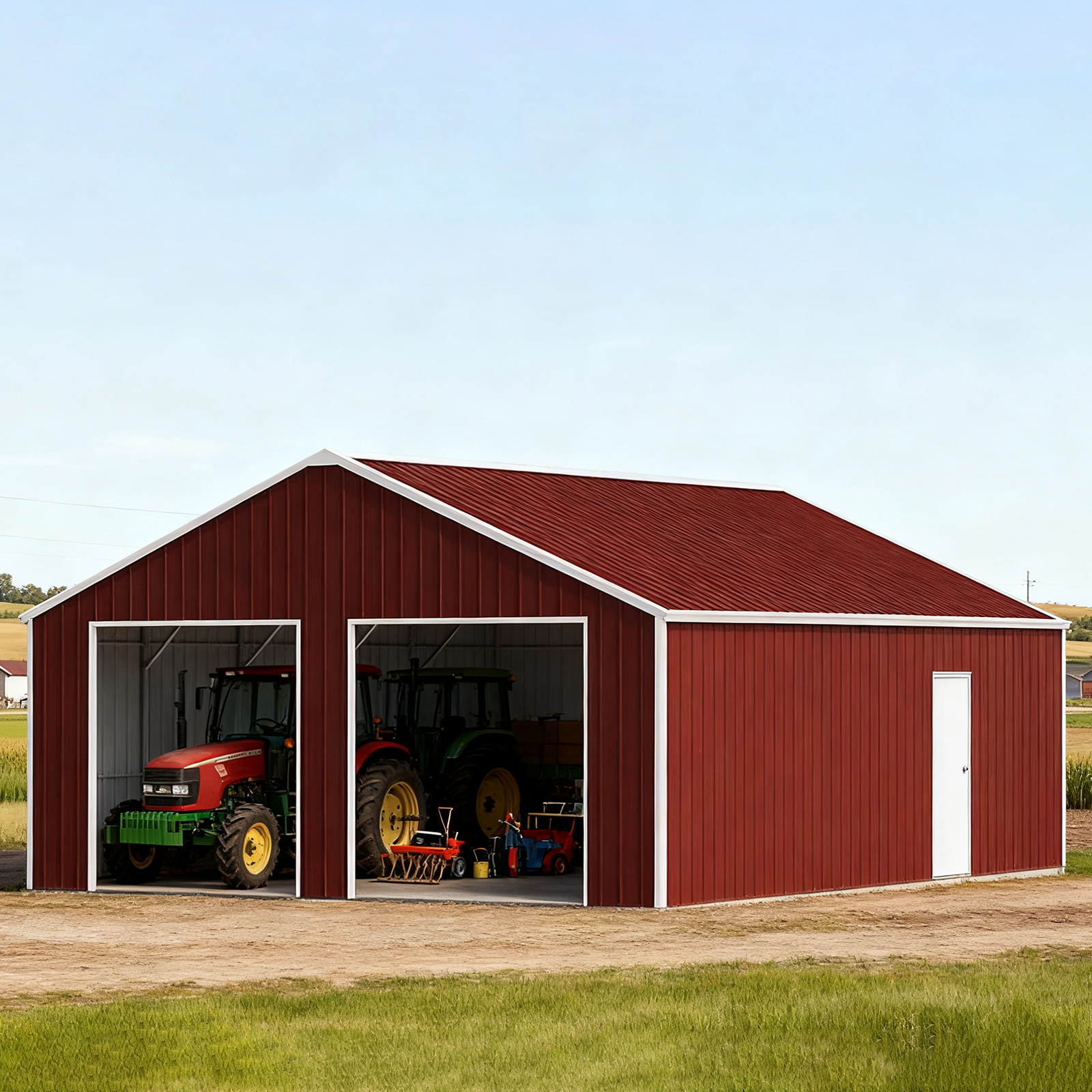 22x23ft Double Garage Galvanized Red-Brown Shed gallery