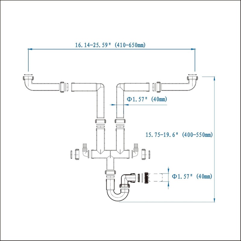 Talea Double Kitchen Sinks Drain Pipe Kit Drain Pipe Rear Hard Tube gallery