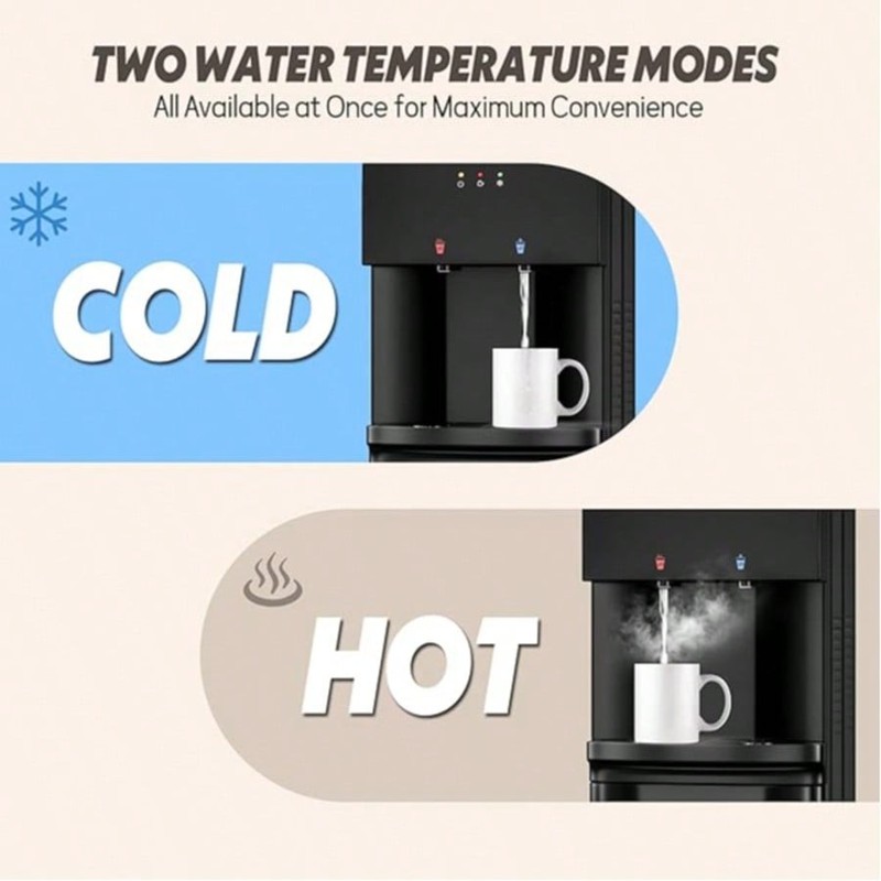 Top-Loading Water Cooler Dispenser, Fits 3/5 Gallon Bottles, Hot/Cold/Cool Water gallery