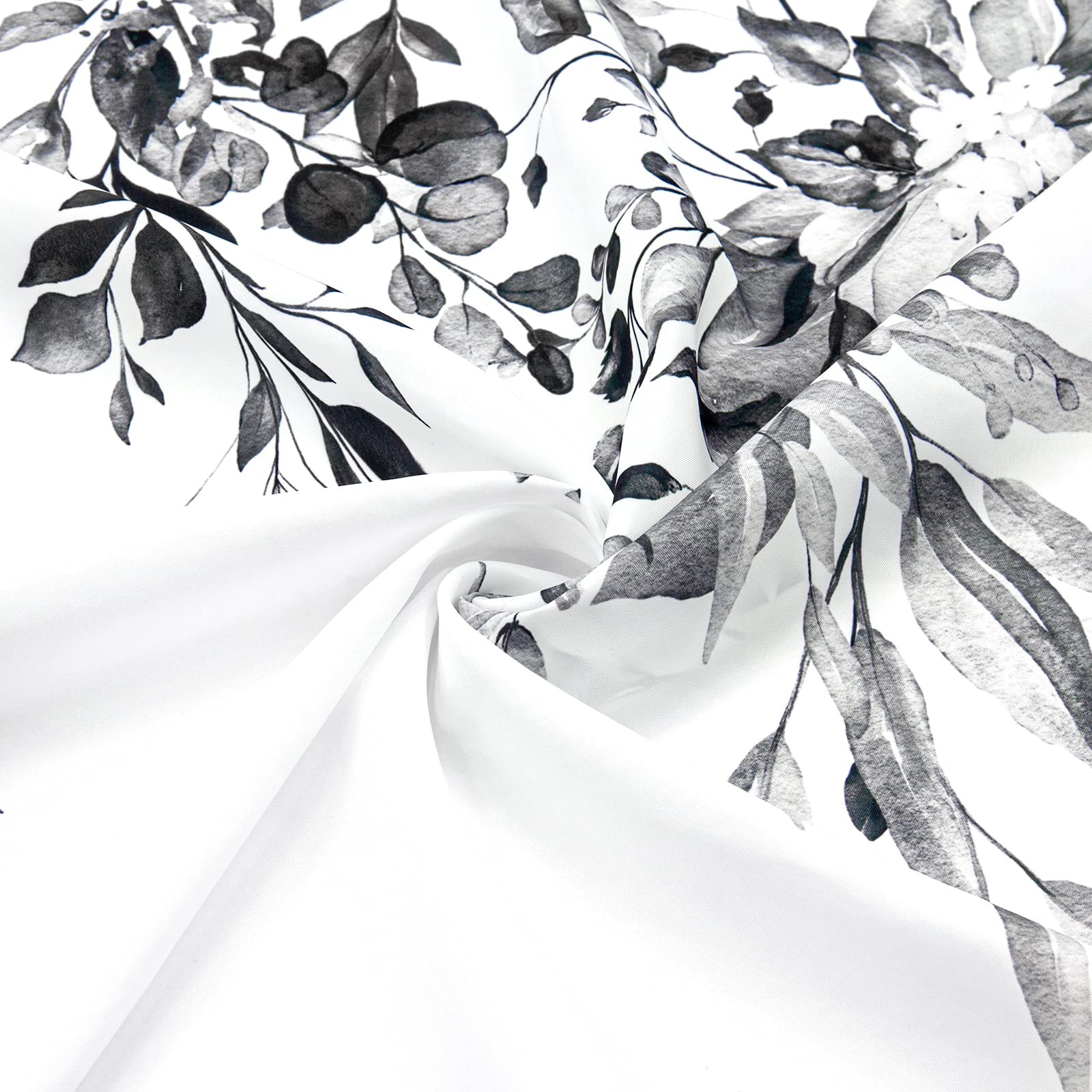 Eucalyptus Shower Curtain Set 72x72 Inch Black White Grey Watercolor Floral gallery