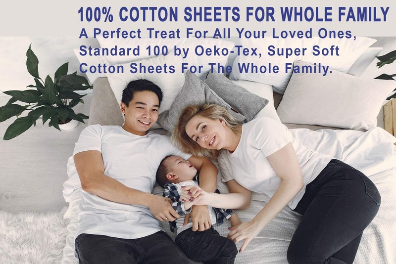 RUVANTI 100% Cotton Sheets for King Size Bed - Crispy Cooling Percale Sheets - B gallery