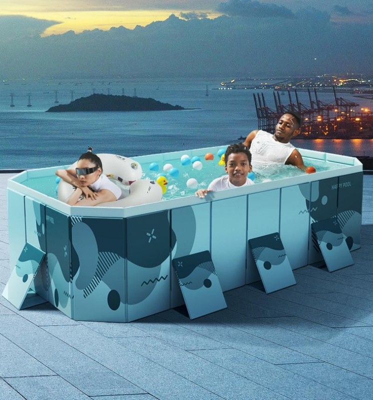 2.1M Foldable Rectangular Family Inflatable Swimming Pool for Kids Adults Pool gallery