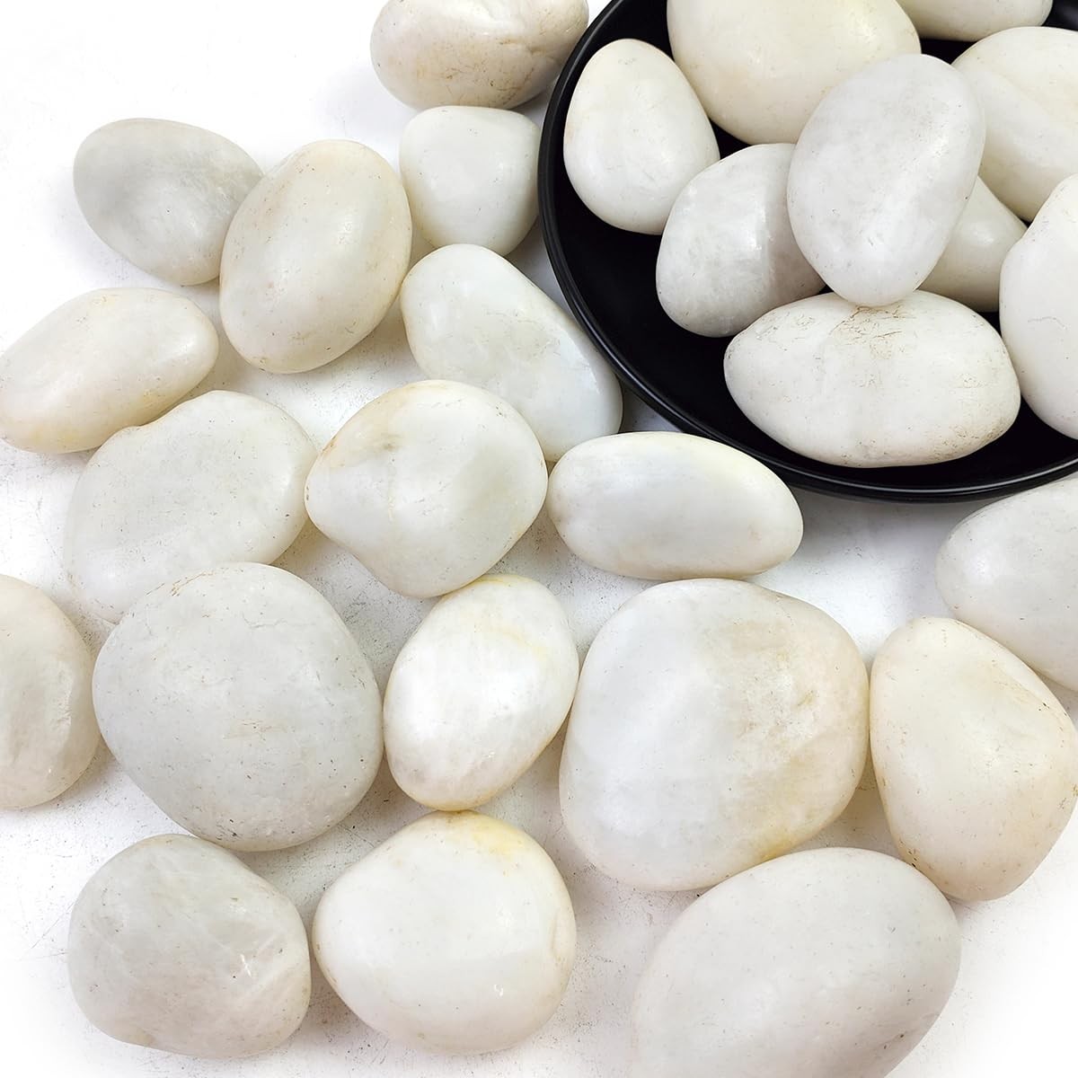 SHIZWU 10LB White River Rocks - 2-3 inch High Polished Decorative 10LB, gallery