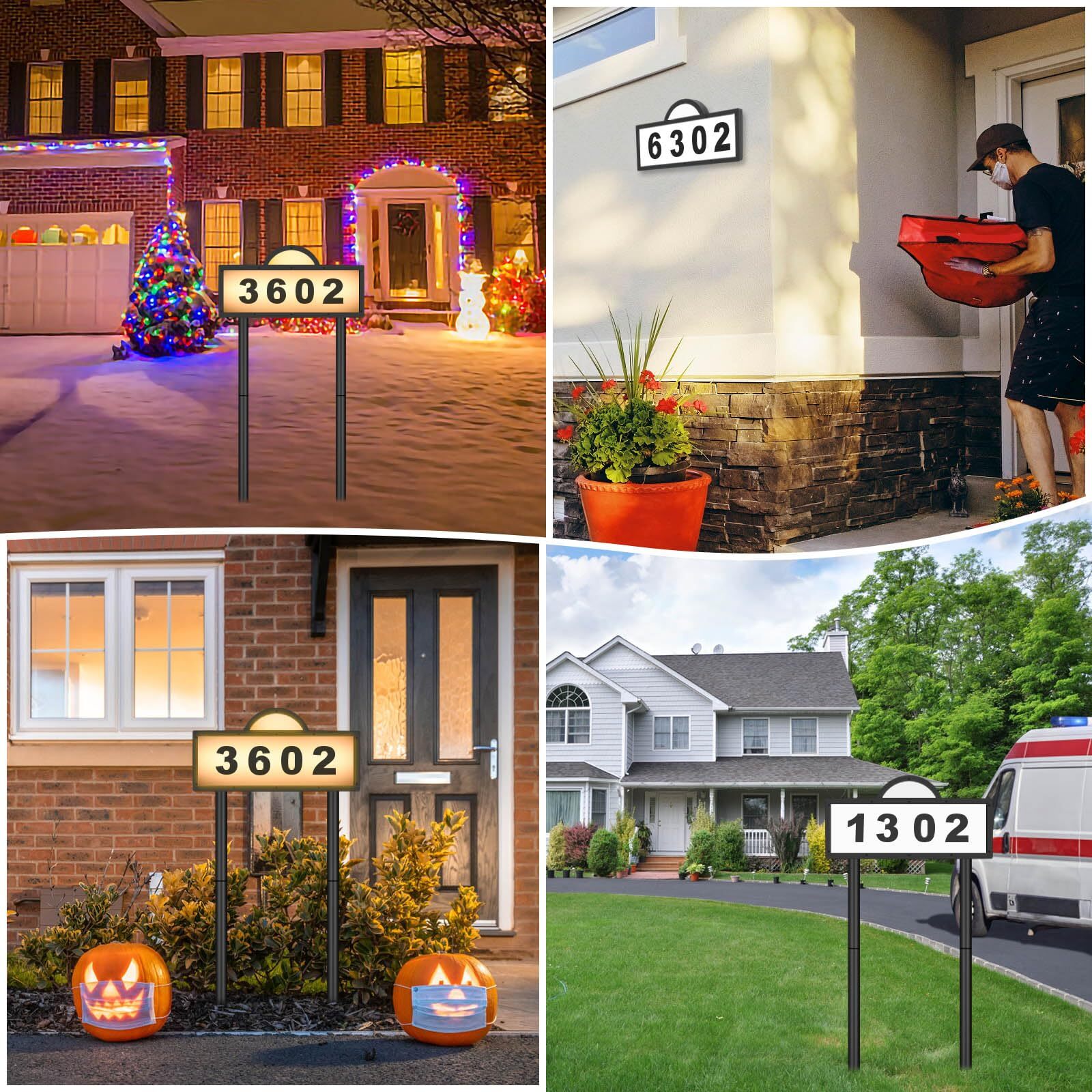 Solar Address Sign Warm/Cold White IP65 Waterproof LED Wall or Ground Mount gallery