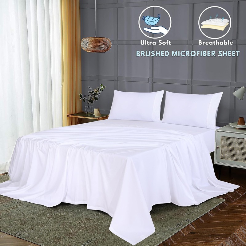 RUVANTI Flannel Sheets – Full Sheet Set, Ultra Soft & Cozy Double Full, White gallery