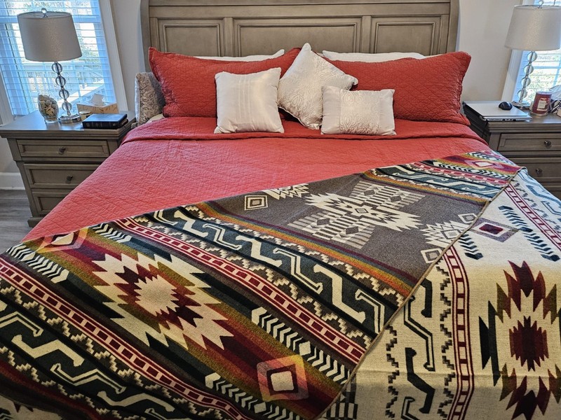 EXTRA LARGE, REVERSIBLE, ALPACA WOOL,MULTICOLOR BLANKET ECUADOR 74,8x91,33 in gallery