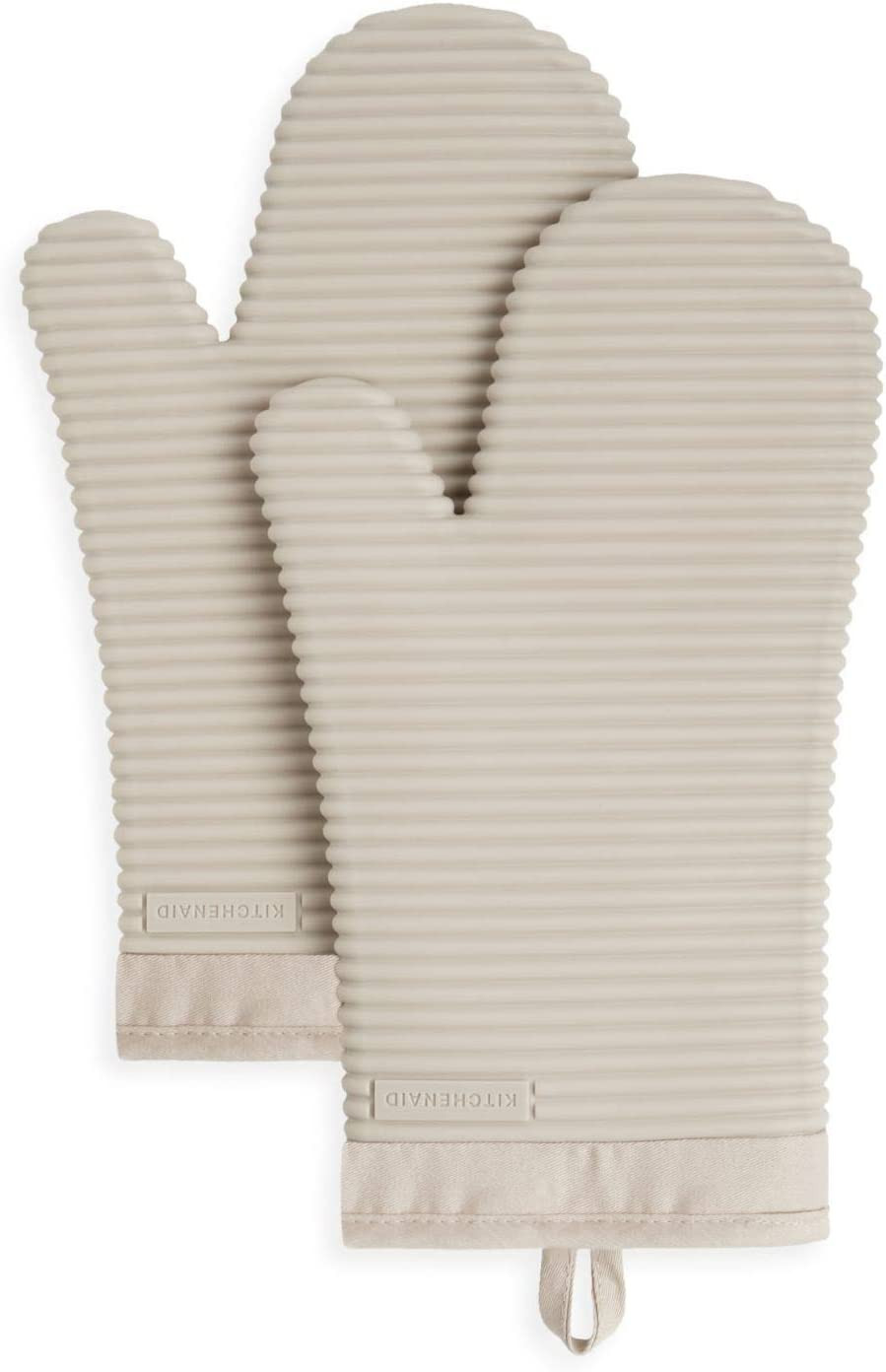 Ribbed Soft Silicone Oven Mitt 2-Pack Set, 7.5"X13", Milkshake gallery