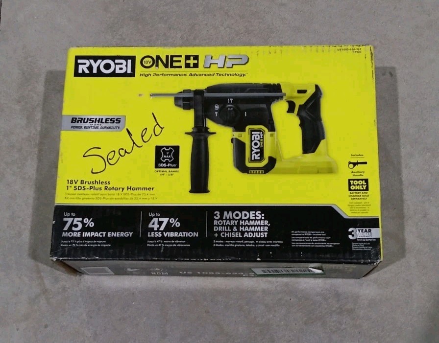 Ryobi 18V Brushless Cordless 1" SDS-Plus Rotary Hammer Drill (Tool Only) SEALED gallery