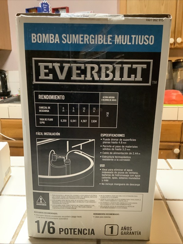 Everbilt Plastic Submersible Utility Sump Pump 1680 GPH SUP54-HD 1/6 HP NEW gallery