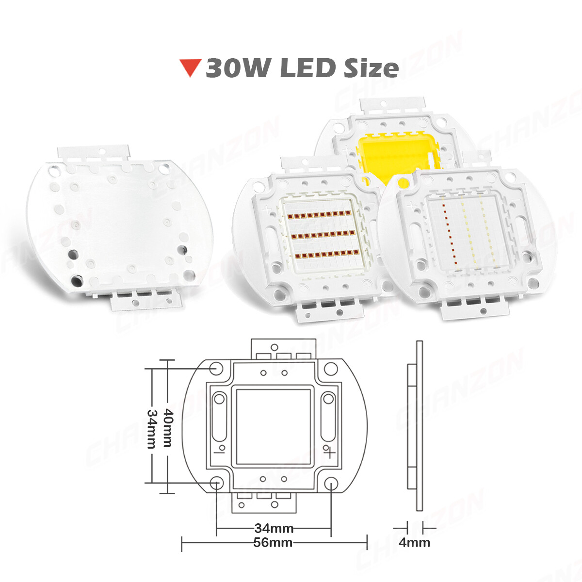 30 Watt High Intensity Power Smd Led Chip 30W Ir Infrared Cyan Red Emitter Diode gallery