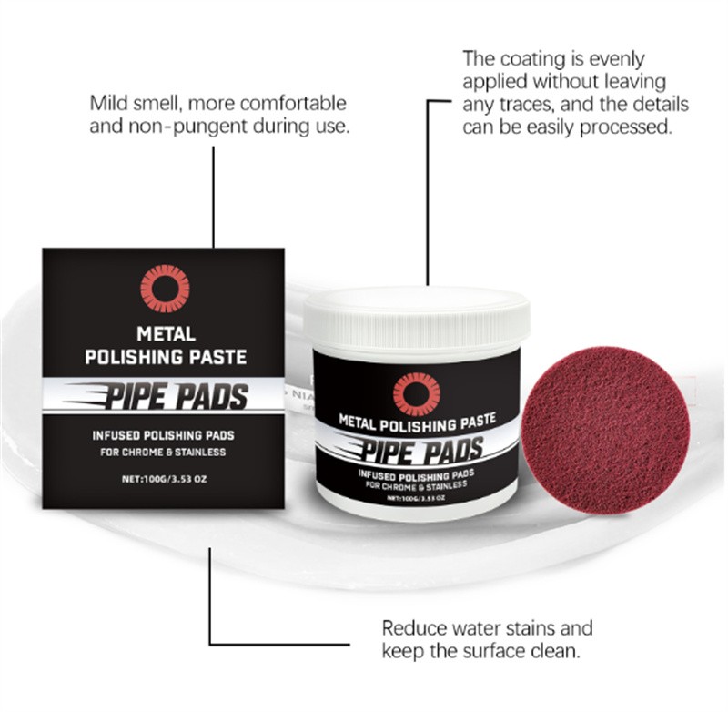 Metal Polish Paste Protectant Scratch Remover Pipe Infused Polishing Pads100g gallery