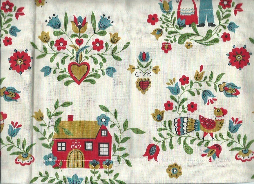 vnt Penna Dutch motifs Kitchen VALENCE cotton 88" x 9" FABRIC heart flowers bird gallery