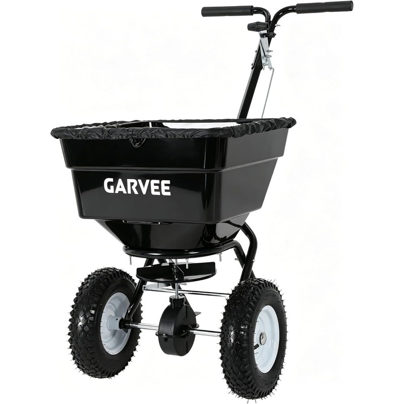 80 LBS Broadcast Spreader for Fertilizer Ice Melt, 13in Wheels 12FT Width gallery