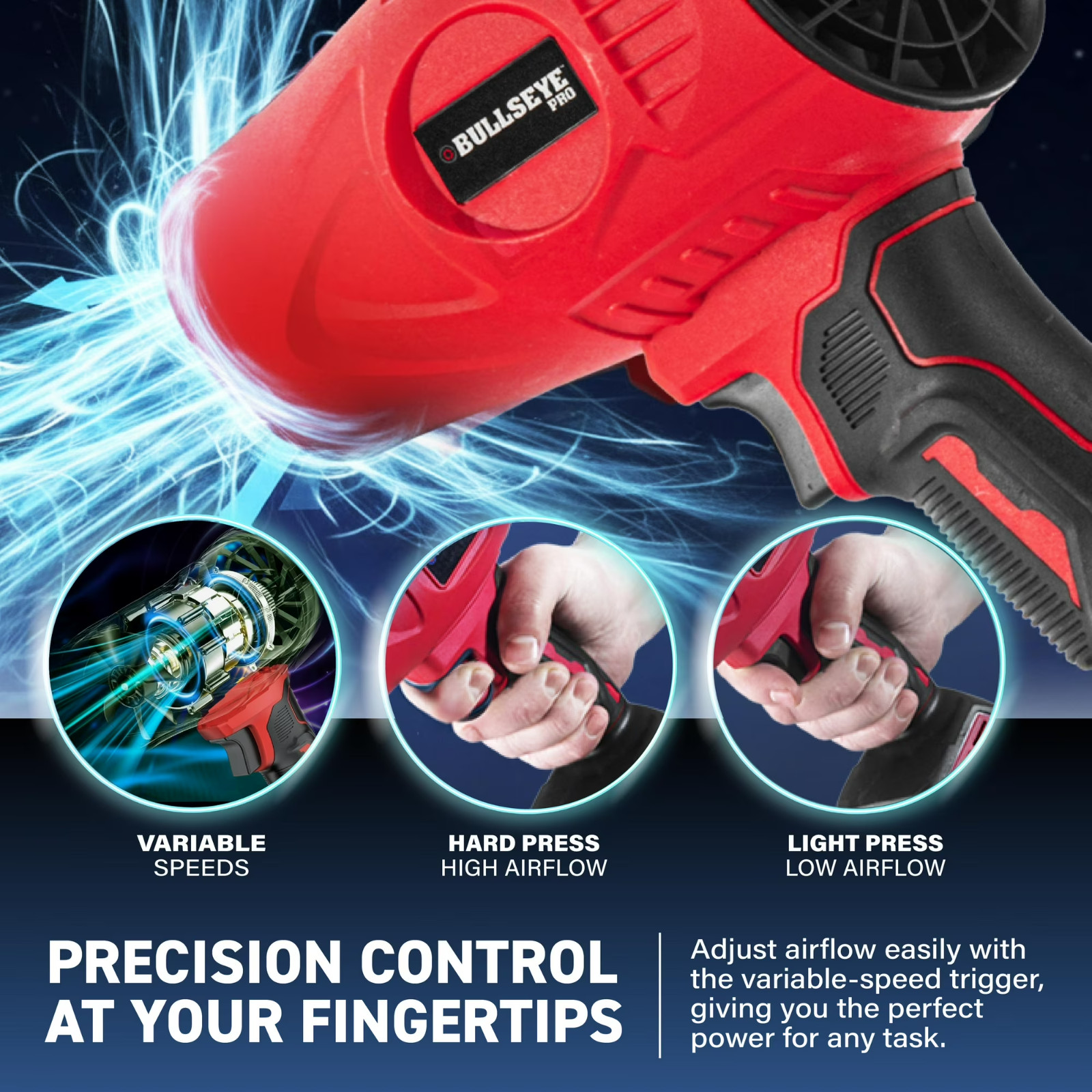 Bullseye Blower Rechargeable Cordless Leaf Dust Air Blaster 21,000 RPM, Durable gallery