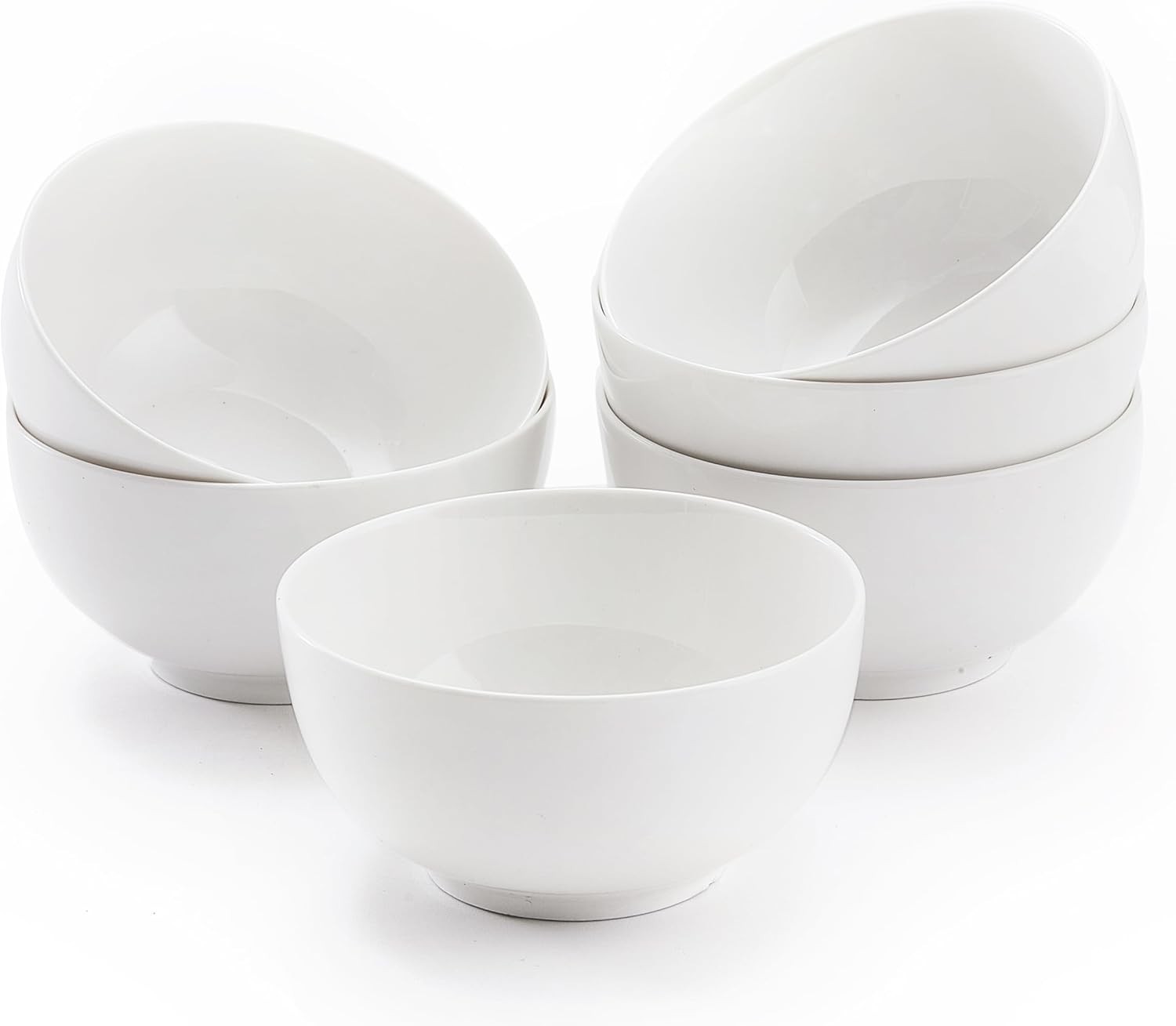 White Ceramic Bowls 6 In, 26Oz round Large Cereal Bowl Set of 6, Deep Porcelain gallery