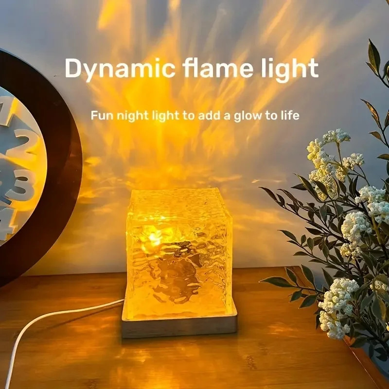 Dynamic Rotating Water Ripple Projector Night Light 3/16 Colors Flame Crystal gallery