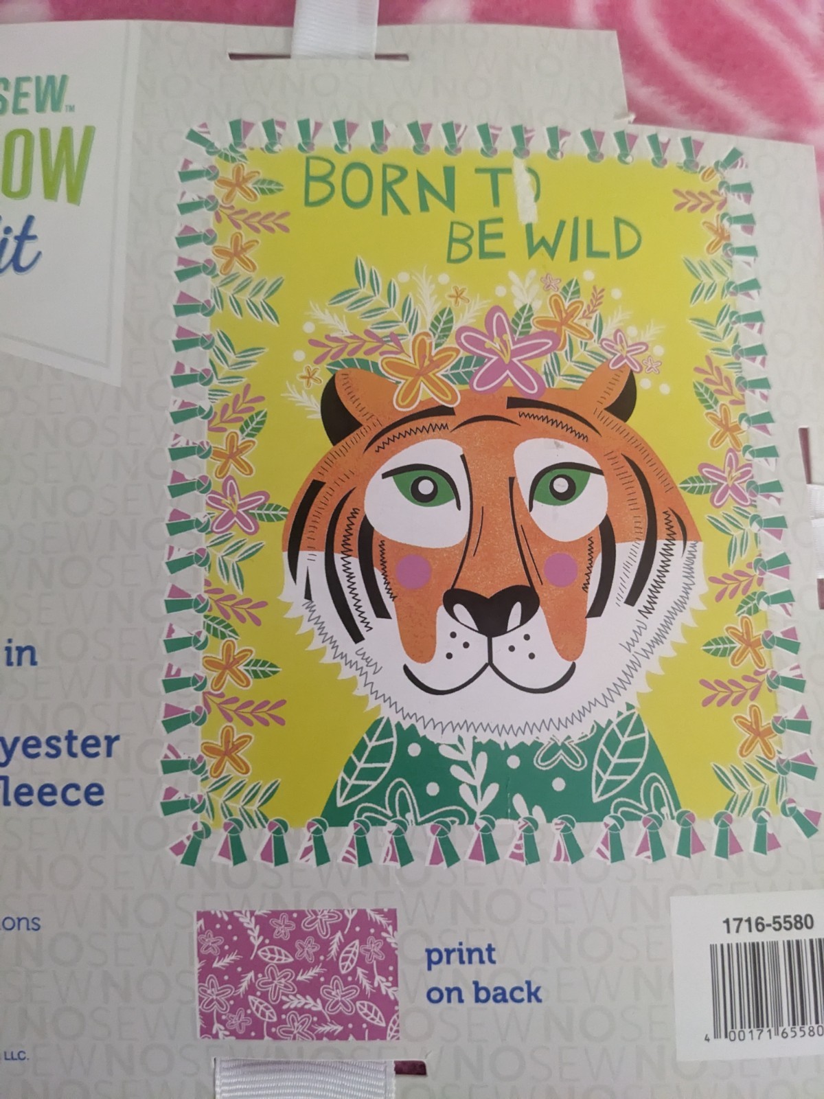 No Sew Throw Kit Born To Be Wild Tiger Anti-Pill Fleece 48x60" NEW gallery