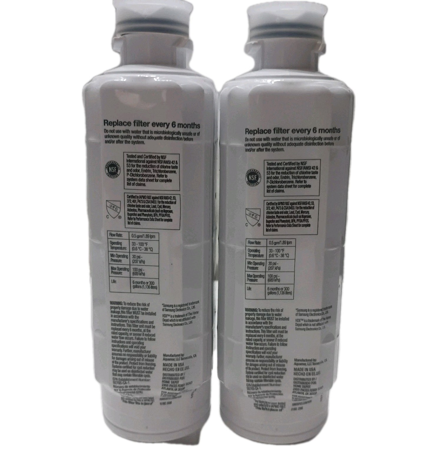 HDX FMS-4 Refrigerator Water Filter Replacement for Samsung HAF-QINS, 2 Pack gallery