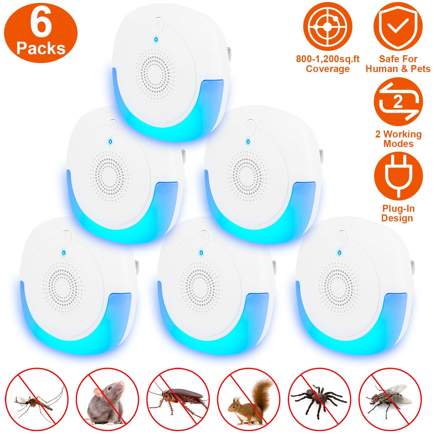 6pcs Ultrasonic Pest Control Electronic Repellent Mice Rat Repeller Indoor Use gallery