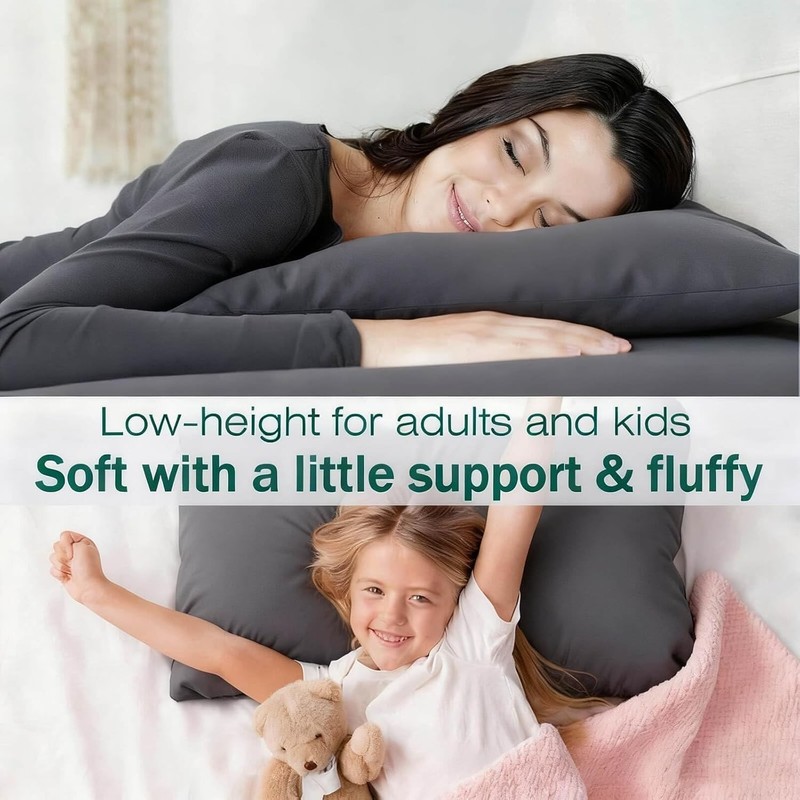 Flat Ultra Thin Bed Pillows Standard/Queen Size Pillow Set of 2 Extra Soft Down gallery