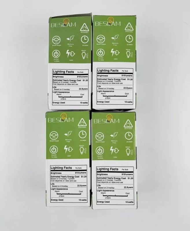 LED Dimmable Light Bulb 10W Equivalent E26-A19-810LM-10W 2700K 4 Pack New A40 gallery