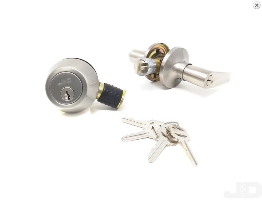 MOBILE HOME PARTS ENTRY LEVER LOCK AND DEADBOLT SET WITH 4 KEYS BRUSHED NICKLE gallery