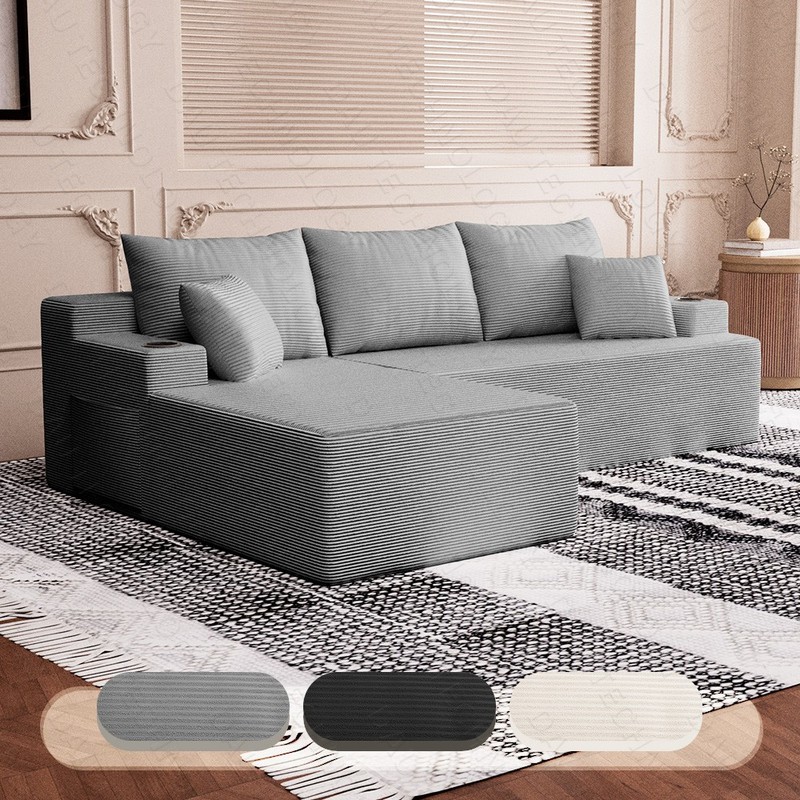 107" Modular Sectional Cloud Couch with Ottoman,Oversized Boneless Couch 2-piece gallery