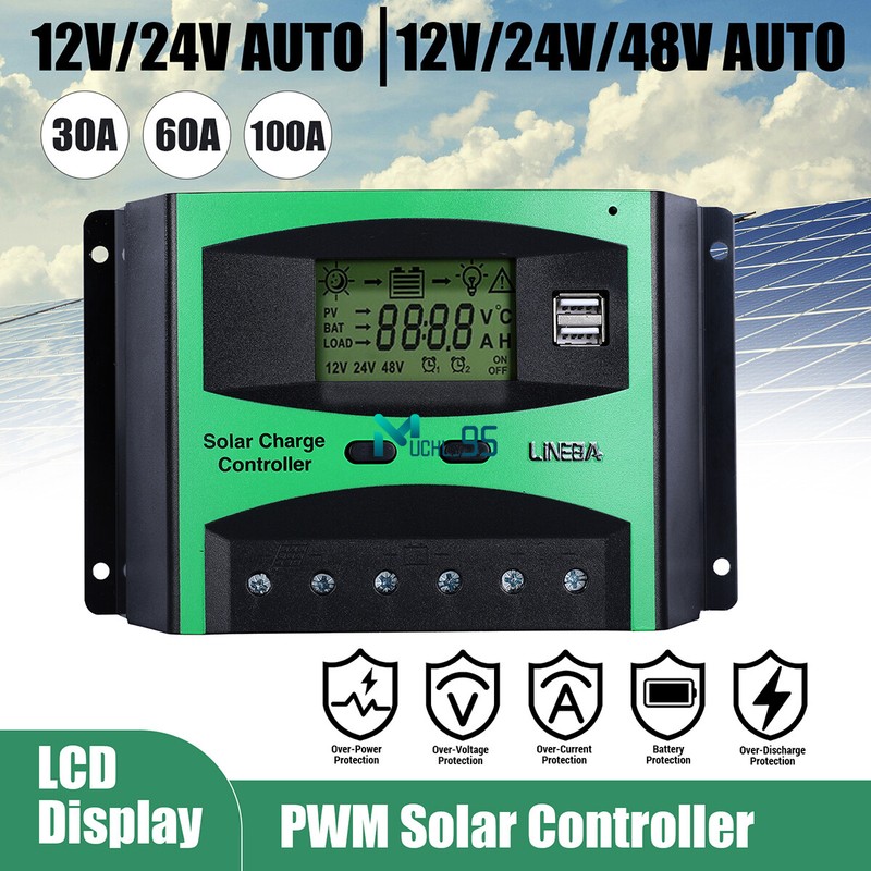 100A MPPT Solar Charge Controller 12V/24V/48V Battery Max PV 50V Regulator 2 USB gallery