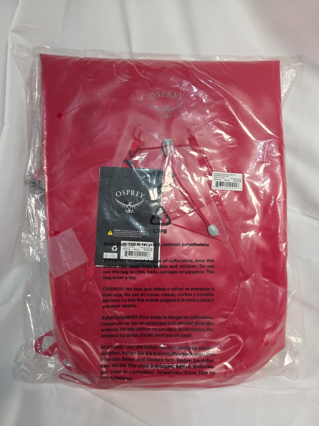 Osprey Red Transporter Roll Top WP 18L Backpack