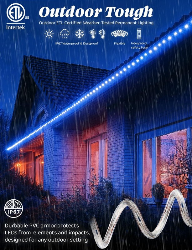 Assorted Sizes 10'- 300'FT Blue LED Rope Strip Light Connectable Indoor Outdoor gallery