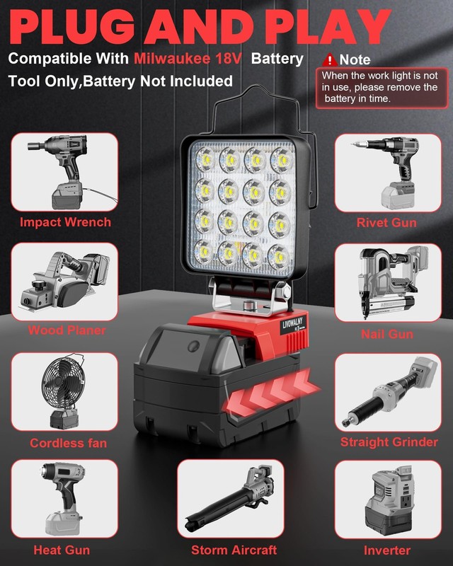 Work Light Portable 11200LM Floodlight USB C Charger 18V Battery Construction gallery